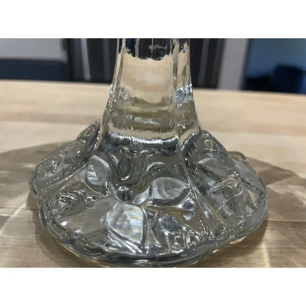 Vtg MIKASA Clear Crystal Rose Heavy Solid Pedestal Candy Bon Bon Dish Compote